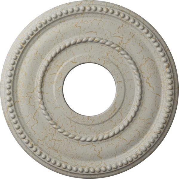 Ekena Millwork Valeriano Medallion (Canopies up to 6 1/4"), 12 1/8"OD x 3 5/8"ID x 3/4"P, Pot of Cream Crackle CM12VAPCC - main